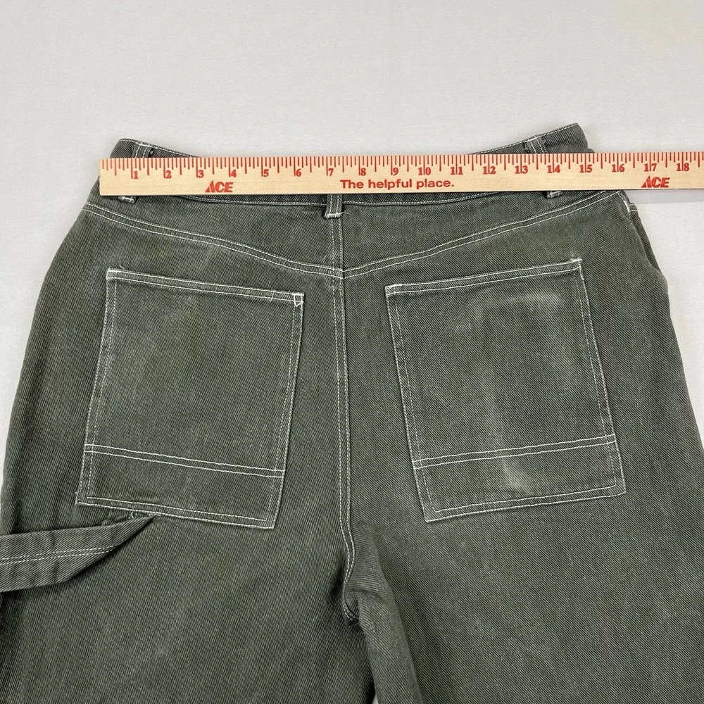 RSQ Y2K Baggy Green Denim‎ Pants Mens Size L 30x30 Carpenter Jeans